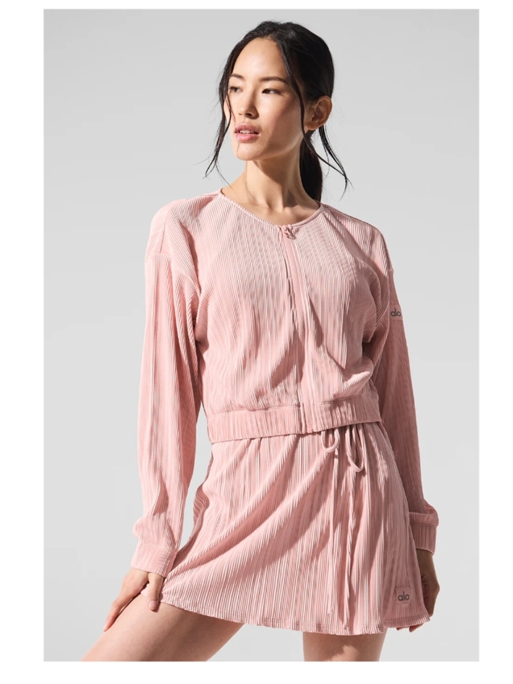 Alo Pleated Zip Jacket Pink Quartz